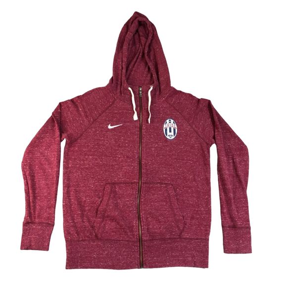 Nike Hoodie Women Medium Marron Red‎ Full Zip Mock Neck Logo Swoosh Sweatshirt - Picture 1 of 9